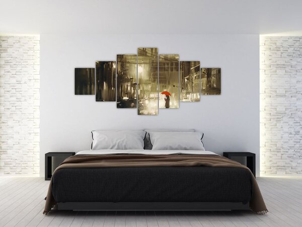 Obraz - Žena za deštivé noci (210x100 cm)