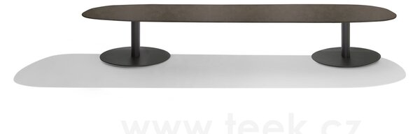 Tribu Konferenční stolek T-Table, Tribu, oválný 240x98x35 cm, rám lakovaná nerez barva white, deska teak