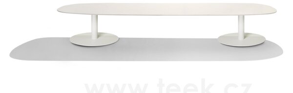 Tribu Konferenční stolek T-Table, Tribu, oválný 240x98x35 cm, rám lakovaná nerez barva white, deska teak