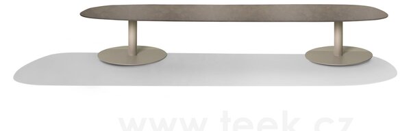 Tribu Konferenční stolek T-Table, Tribu, oválný 240x98x35 cm, rám lakovaná nerez barva white, deska teak