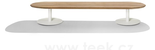 Tribu Konferenční stolek T-Table, Tribu, oválný 240x98x35 cm, rám lakovaná nerez barva white, deska teak
