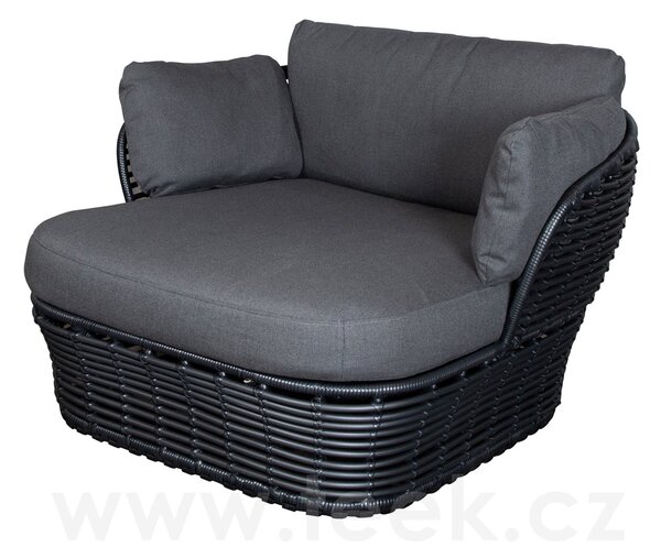 Cane-line Nízké křeslo Basket, Cane-line, 110x100x70 cm, umělý ratan barva graphite, sedáky venkovní látka AirTouch grey