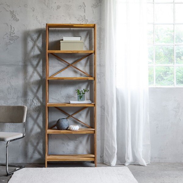 Regál z dubového dřeva v přírodní barvě 70x198 cm X-Shelf – Unique Furniture