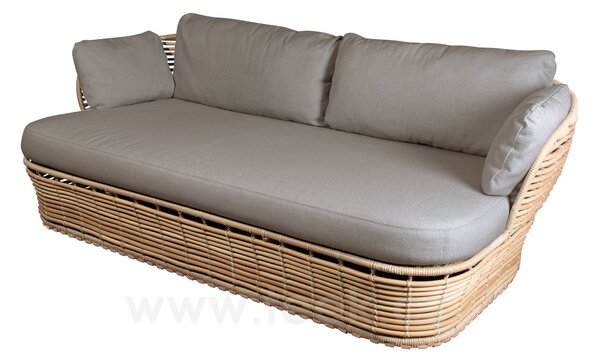 Cane-line 2-místná pohovka Basket, Cane-line, 201x100x70 cm, umělý ratan barva graphite, sedáky venkovní látka AirTouch grey