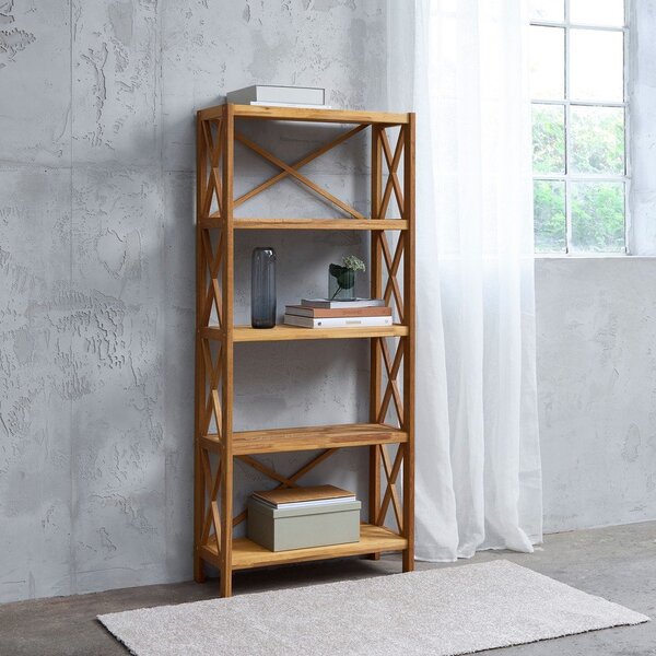 Regál z dubového dřeva v přírodní barvě 70x161 cm X-Shelf – Unique Furniture