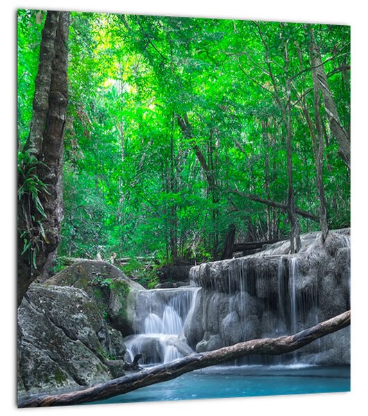 Obraz - Vodopád Erawan, Kanchanaburi, Thajsko (30x30 cm)