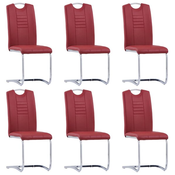 Konzolové jídelní židle 6 ks červené umělá kůže