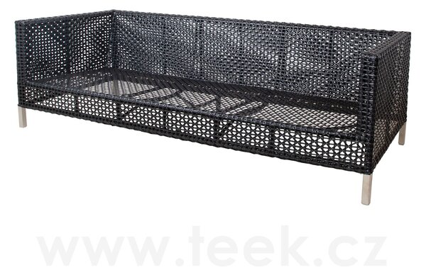Cane-line 3-místná pohovka Connect, Cane-line, 213x85x65 cm, rám kov, výplet umělý ratan barva black/graphite