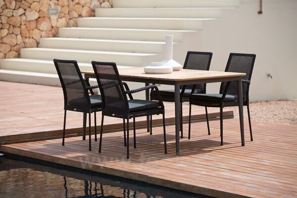Cane-line Jídelní stůl Core, Cane-line, obdélníkový 160x90x74 cm, rám hliník barva lava grey, deska teak
