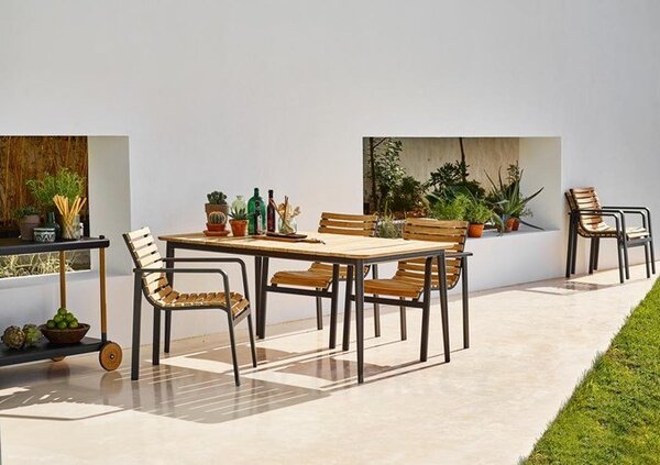 Cane-line Jídelní stůl Core, Cane-line, obdélníkový 160x90x74 cm, rám hliník barva lava grey, deska teak