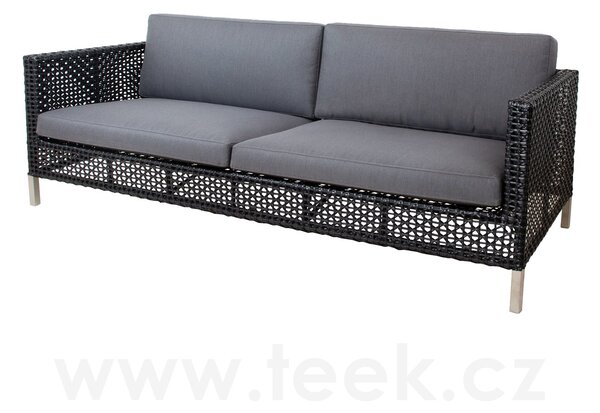 Cane-line 3-místná pohovka Connect, Cane-line, 213x85x65 cm, rám kov, výplet umělý ratan barva black/graphite