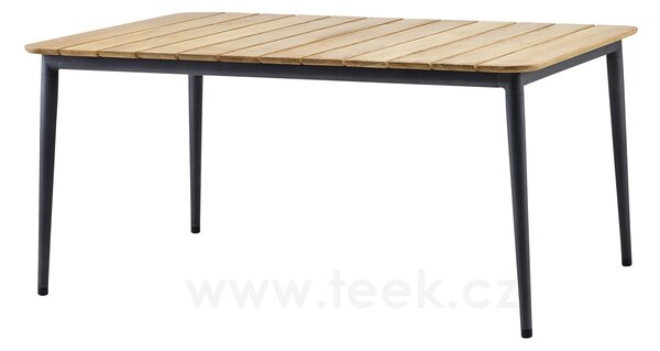 Cane-line Jídelní stůl Core, Cane-line, obdélníkový 160x90x74 cm, rám hliník barva lava grey, deska teak