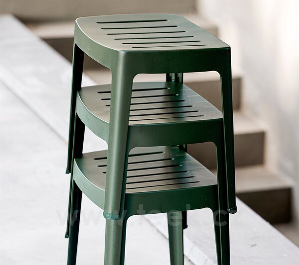 Cane-line Stolička Cut, Cane-line, 40x30x30 cm, hliník barva dark green