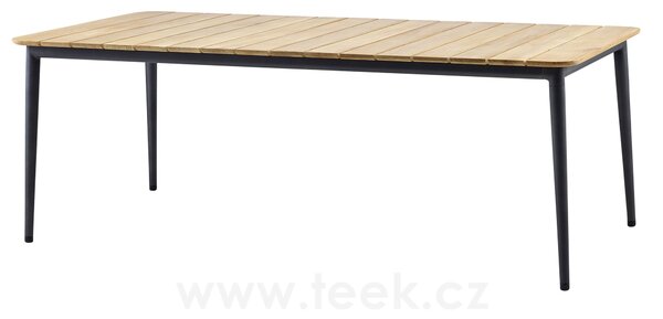 Cane-line Jídelní stůl Core, Cane-line, obdélníkový 210x90x74 cm, rám hliník barva lava grey, deska teak