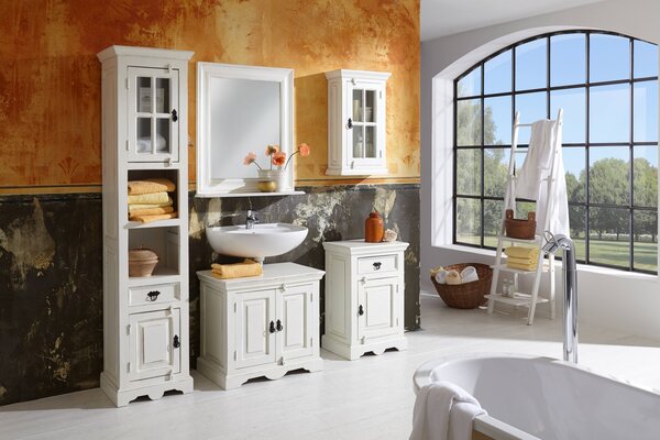 Sob nábytek - Dřevěné zrcadlo Ostuni mango bílá - STM-06906-10