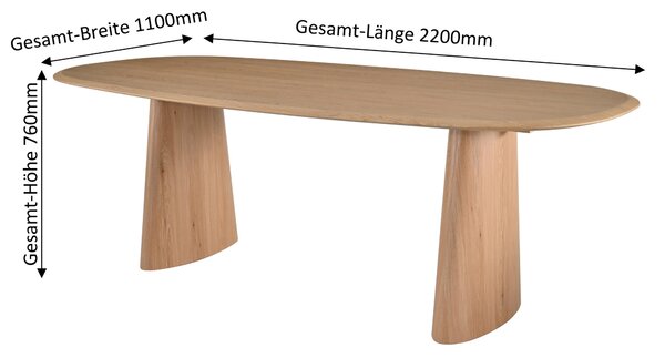 JÍDELNÍ STŮL, dub, přírodní barvy, 220/110/75 cm MID.YOU - Online Only jídelní stoly, Online Only