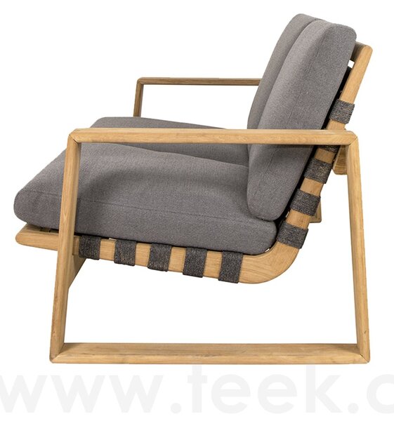 Cane-line 2-místná pohovka Endless Soft, Cane-line, 162x80x79 cm, rám teak, lankový výplet barva dark grey, sedáky venkovní látka AirTouch grey