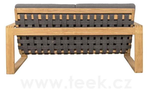 Cane-line 2-místná pohovka Endless Soft, Cane-line, 162x80x79 cm, rám teak, lankový výplet barva dark grey, sedáky venkovní látka AirTouch grey