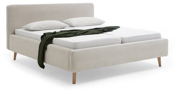 Čalouněná postel taupe 140 x 200 cm manšestr písková