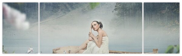 Obraz - Žena na loďce (170x50 cm)