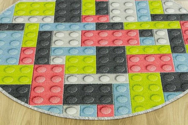 Dětský koberec pastelové kostky lego 2 vícebarevný kruh