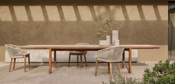 Tribu Teakový jídelní stůl Amanu, Tribu, obdélníkový 290x98x75, rám teak, deska keramika dekor sabbia