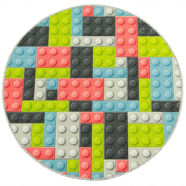 Dětský koberec pastelové kostky lego 2 vícebarevný kruh