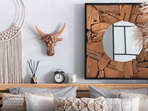 Nástěnná figurka Býk BULL HEAD Teakové dřevo 34 cm Hnědá