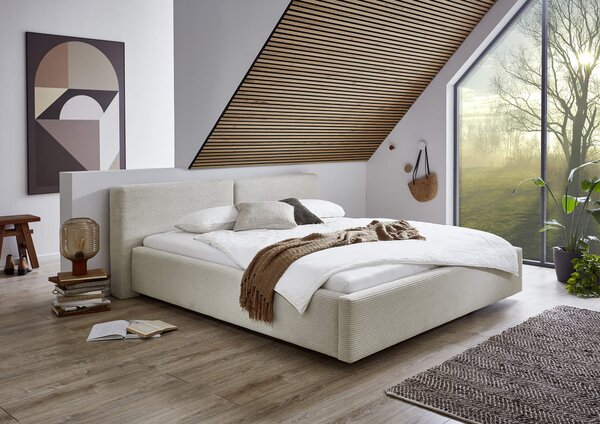 Dvoulůžková postel bucca s úložným prostorem 180 x 200 cm manšestr béžová