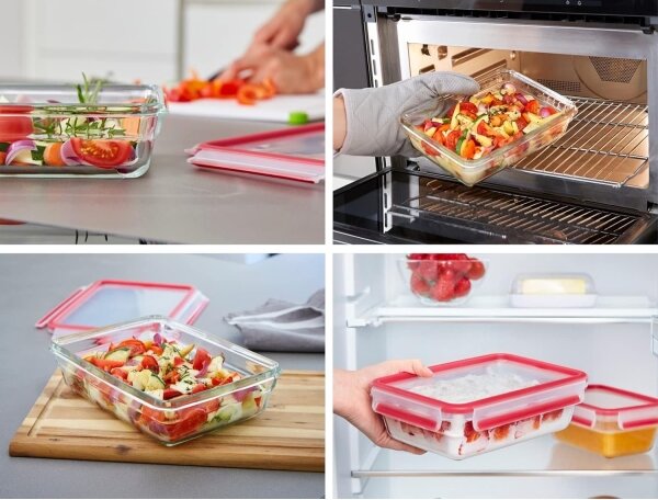 Tefal - Dóza na potraviny 0,8 l MSEAL GLASS červená/sklo
