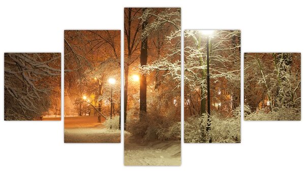 Obraz - Zasněžený park (125x70 cm)