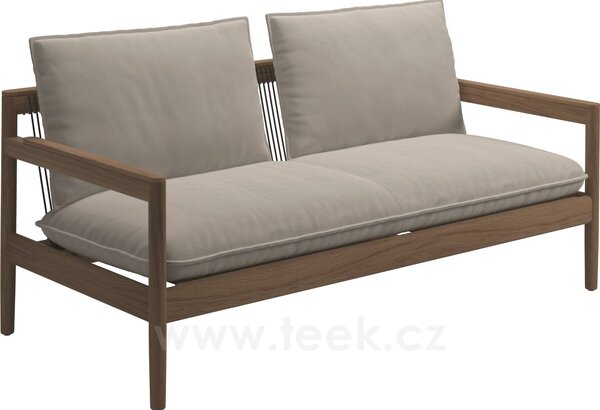 Gloster Teakové 2-místné sofa/pohovka Saranac, Gloster, 160x81x69 cm, rám teak, lankový výplet venkovní látka barva raven, sedáky kat. B barva dle vzorníku