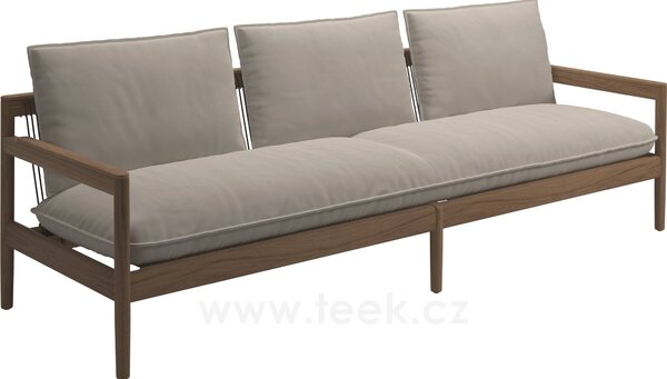 Gloster Teakové 3-místné sofa/pohovka Saranac, Gloster, 234x81x69 cm, rám teak, lankový výplet venkovní látka barva raven, sedáky kat. B barva dle vzorníku