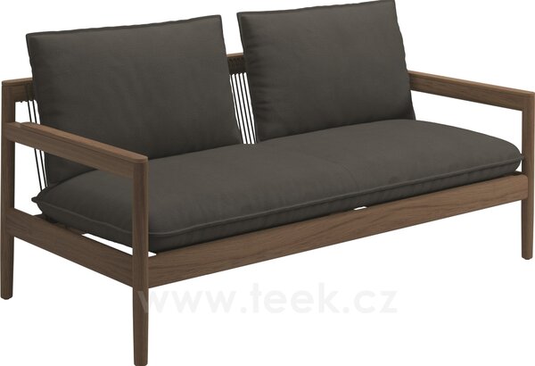 Gloster Teakové 2-místné sofa/pohovka Saranac, Gloster, 160x81x69 cm, rám teak, lankový výplet venkovní látka barva raven, sedáky kat. B barva dle vzorníku