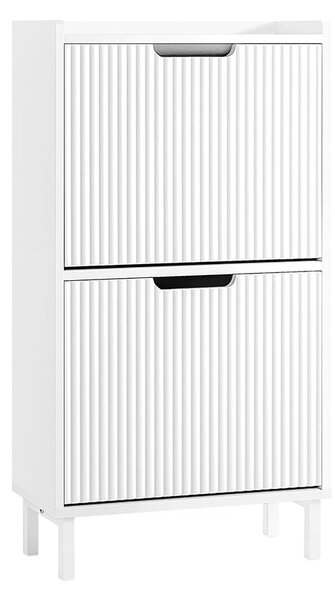 SoBuy FSR177-W Vyklápěcí botník se 2 dvířky Botník Úzký botník Bílá 50x90x19 cm