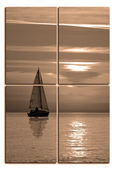 Obraz na plátně - Loď při západu slunce - obdélník 7247FE (90x60 cm)