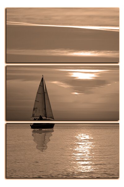 Obraz na plátně - Loď při západu slunce - obdélník 7247FB (90x60 cm )