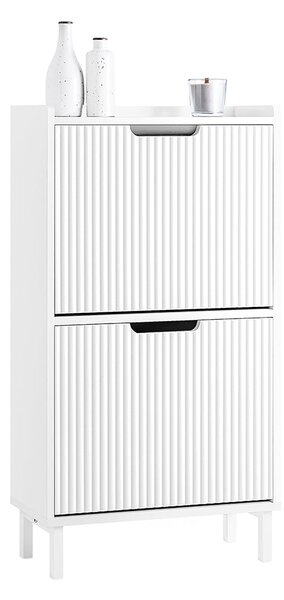 SoBuy FSR177-W Vyklápěcí botník se 2 dvířky Botník Úzký botník Bílá 50x90x19 cm