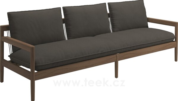 Gloster Teakové 3-místné sofa/pohovka Saranac, Gloster, 234x81x69 cm, rám teak, lankový výplet venkovní látka barva raven, sedáky kat. B barva dle vzorníku