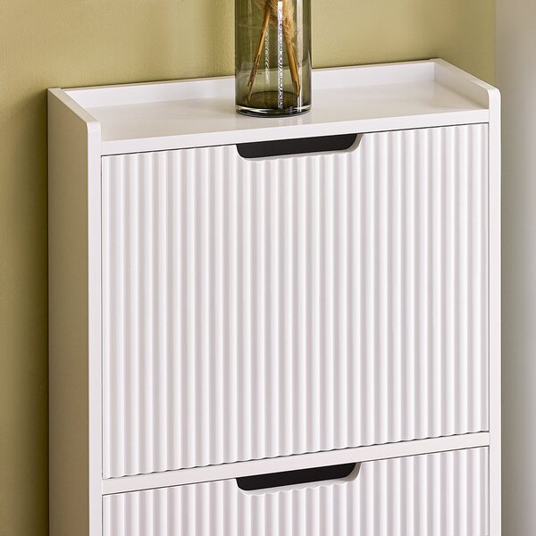 SoBuy FSR177-W Vyklápěcí botník se 2 dvířky Botník Úzký botník Bílá 50x90x19 cm