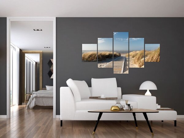 Obraz - Písečná pláž na ostrově Langeoog, Německo (125x70 cm)