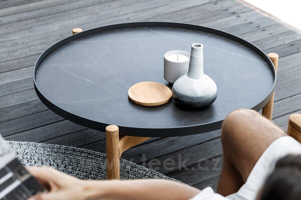 Gloster Konferenční stolek Sepal, Gloster, 87x83x31 cm, rám teak/hliník java, deska keramika dekor Emperor