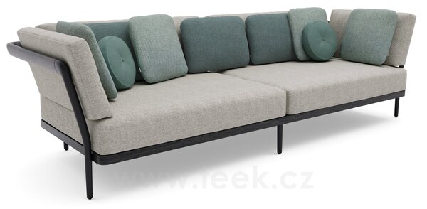Manutti 3-místná pohovka Flows, Manutti, 259x93x73 cm, rám hliník šedobéžová flint a teak, rám bez sedáků
