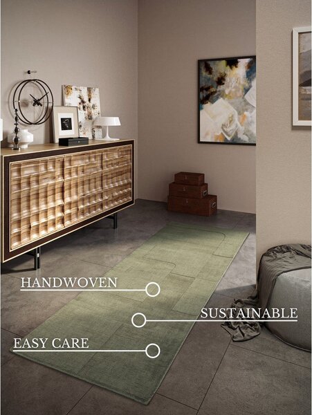 Zelený ručně tkaný vlněný běhoun 80x250 cm Charlotte – Villeroy&Boch