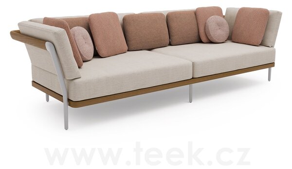 Manutti 3-místná pohovka Flows, Manutti, 259x93x73 cm, rám hliník šedobéžová flint a teak, rám bez sedáků