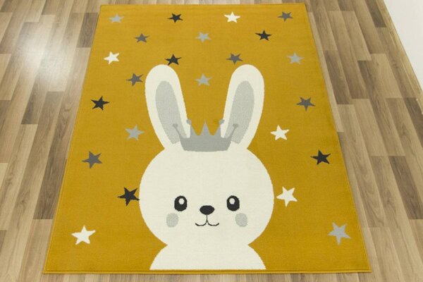 Dětský koberec Kids 533927/89955 Zajíček, hořčicový