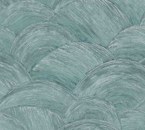 A.S. Création | Vliesová tapeta na zeď DIMEX 2025 39105-2 | 0,53 x 10,05 m | tyrkysová, modrá, metalická, vining ivy