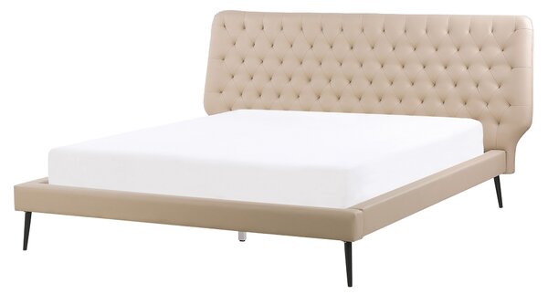 Eko kožená postel 160 x 200 cm béžová ESSONNE