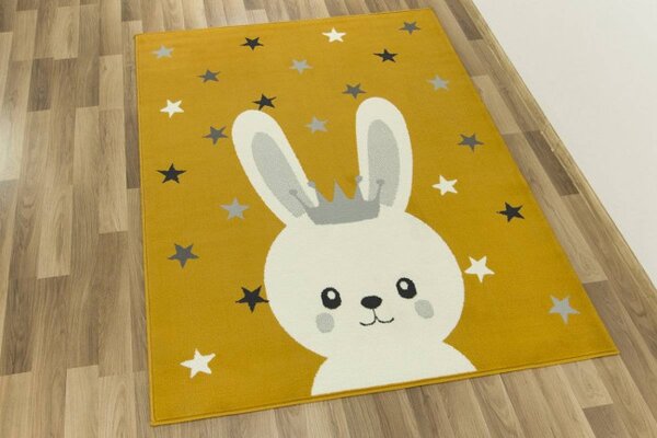 Dětský koberec Kids 533927/89955 Zajíček, hořčicový