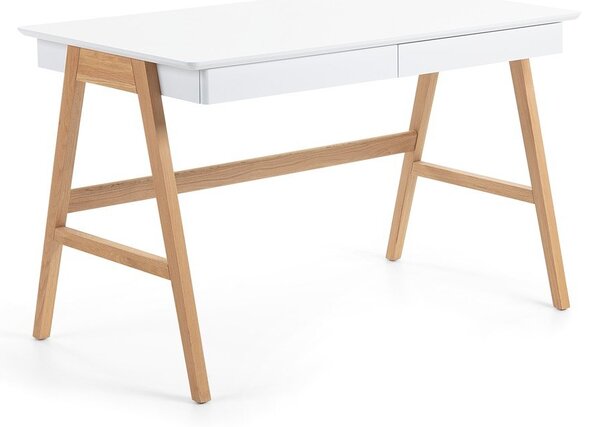Pracovní stůl s bílou deskou Kave Home Ingo, 120 x 60 cm